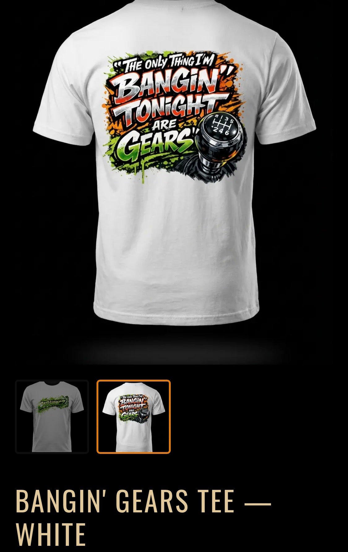 BANGIN GEARS TEE-WHITE